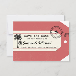 Save The Date Palm Tree Voyage thème Bagage Balise Enregistrer l