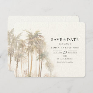 Save The Date Palm Trees Aquarelle Destination Côtière