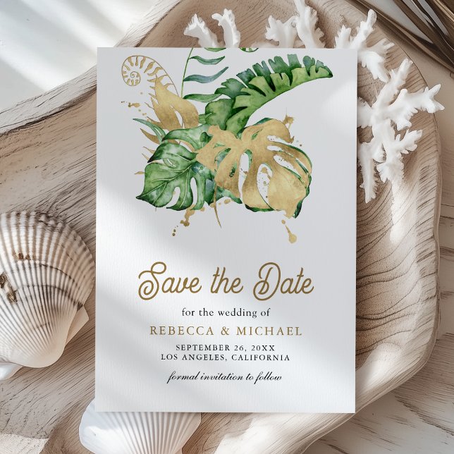 Save The Date Palme Tropicale Monstera Photo Mariage (Créateur téléchargé)