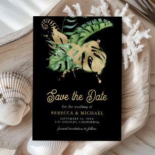 Save The Date Palme Tropicale Monstera Photo Mariage Noir