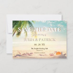 Save The Date Palmier Tropical Summer Beach Wedding Save The D