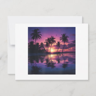 Save The Date Palmiers de plage au coucher de soleil violet
