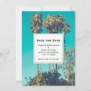 Save The Date Palmiers tropicaux Californie Mariage rétro