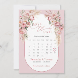 Save The Date Pampas boho arch calendrier eucalyptus pampas