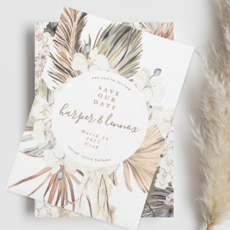 Save The Date Pampas Boho Beach Destination été