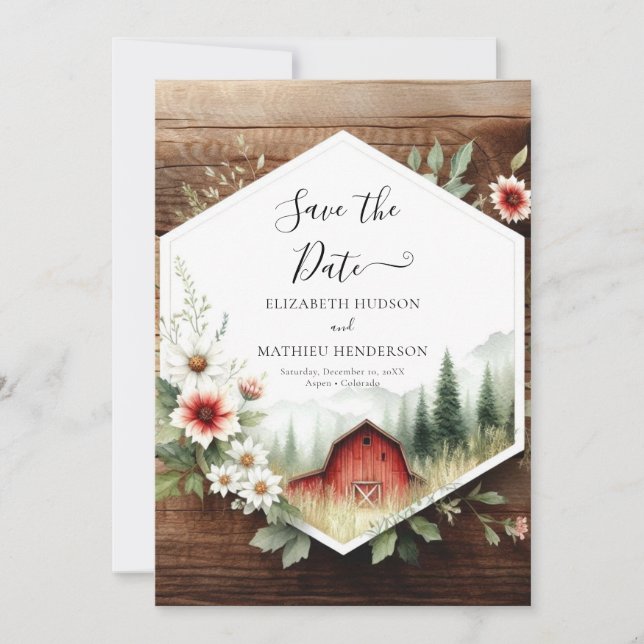 Save The Date Pampas classique Mariage de basse-cour (Devant)