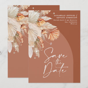 Save The Date Pampas en terre cuite bohème moderne herbe stylé s