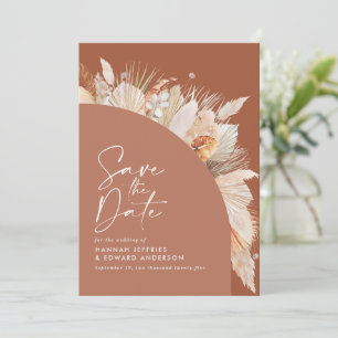 Save The Date Pampas en terre cuite bohème moderne herbe stylé s