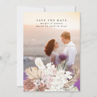 Save The Date Pampas Grass Floral Tropical Jungle