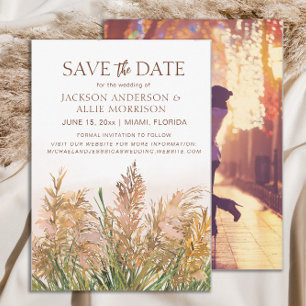 Save The Date Pampas Grass Rustique Botanique Mariage bohème