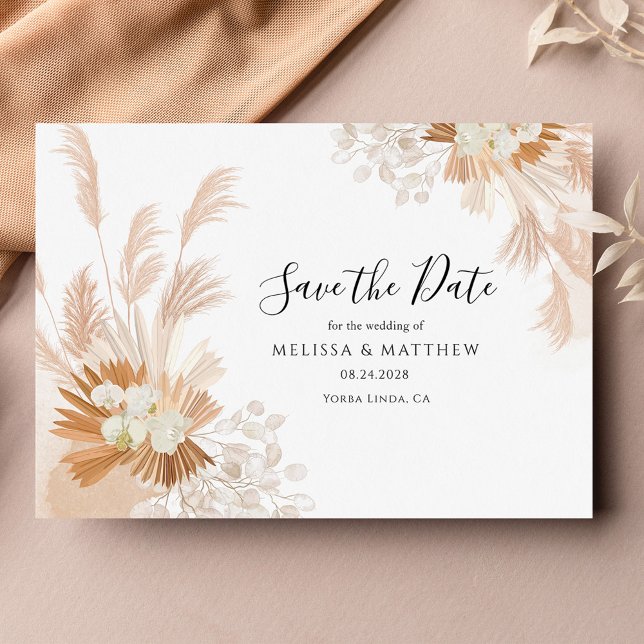Save The Date Pampas Grass Terracotta Botanique (Wedding Script Save the Date Pampas Grass Terracotta)