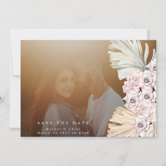 Save The Date Pampas rose Herbe Floral Tropical Jungle