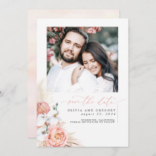 Save The Date Pampas Rose Vierge Grass Enregistrer La Date Photo