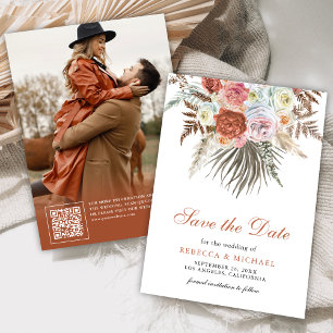 Save The Date Pampas Terrain Floral Terracotta Mariage Photo