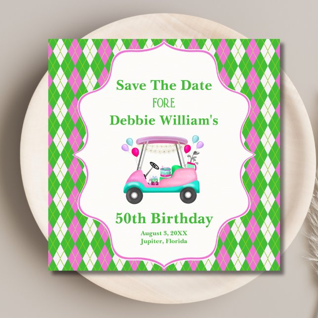 Save The Date Panier de golf élégant prêt pour l'anniversaire d' (Créateur téléchargé)