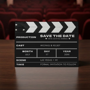 Save The Date Panneau de clap de mariage de film cinématographiq