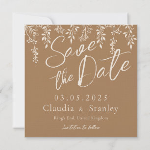 Save The Date Panser les fleurs Feuillage Chaud Romantique Boho
