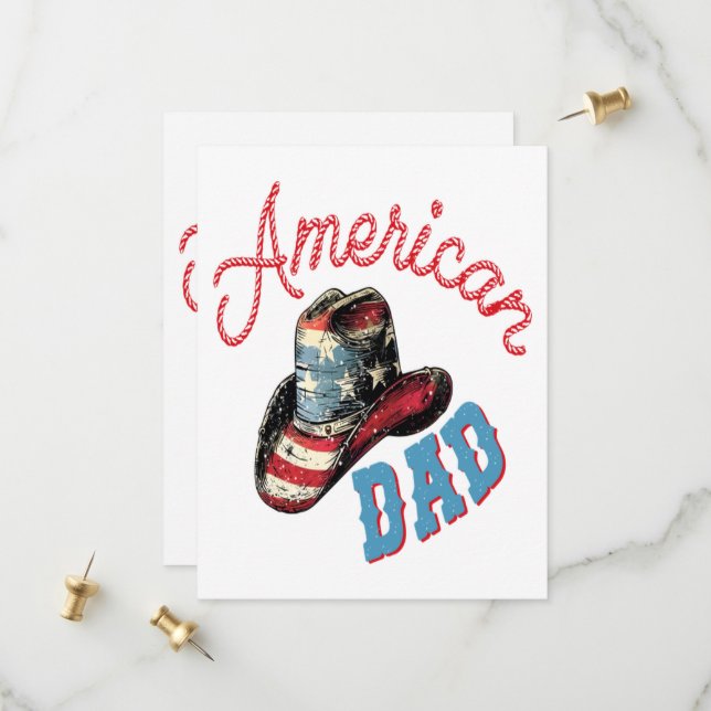 Save The Date Papa Cowboy American Dad  (Devant/Arrière en situation)