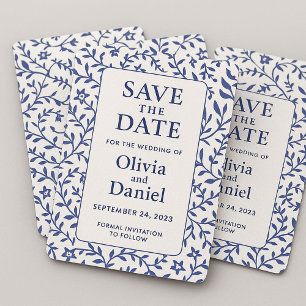 Save The Date Papier d'emballage bleu et blanc avec un graphique