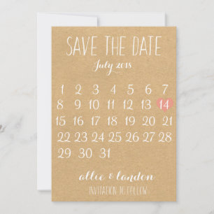 Save The Date Papier Kraft Enregistrer le calendrier des dates