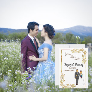 Save The Date Papier Matte Cute Photo Vintage Enregistrer la car