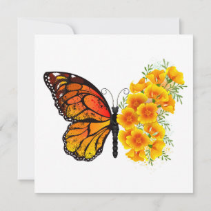 Save The Date Papillon à fleurs avec Poppy de Californie jaune