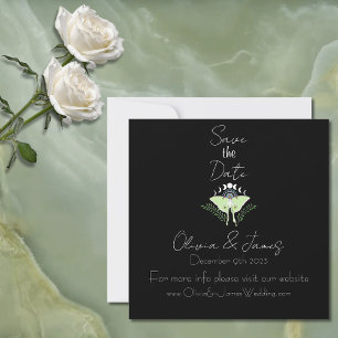 Save The Date Papillon de lune boho noir mystique Phases lunaire