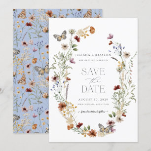Save The Date Papillon fleur sauvage élégant Floral