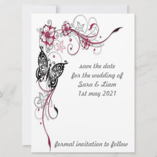 Save The Date papillon floral coloré