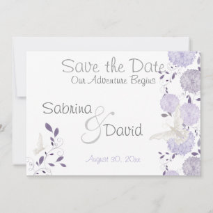 Save The Date Papillon Lilac Plum Chrysanthemum Enregistrer la d