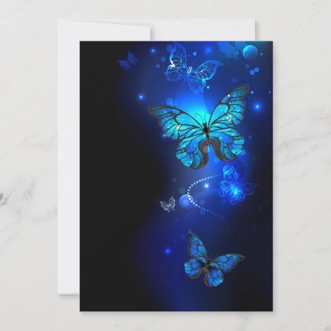 Save The Date Papillon Morpho sur fond sombre (Devant)