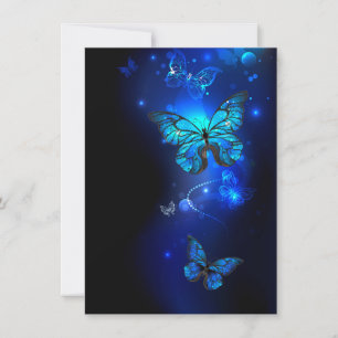Save The Date Papillon Morpho sur Fond Sombre