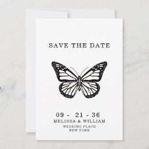 Save The Date Papillon noir et blanc mariage