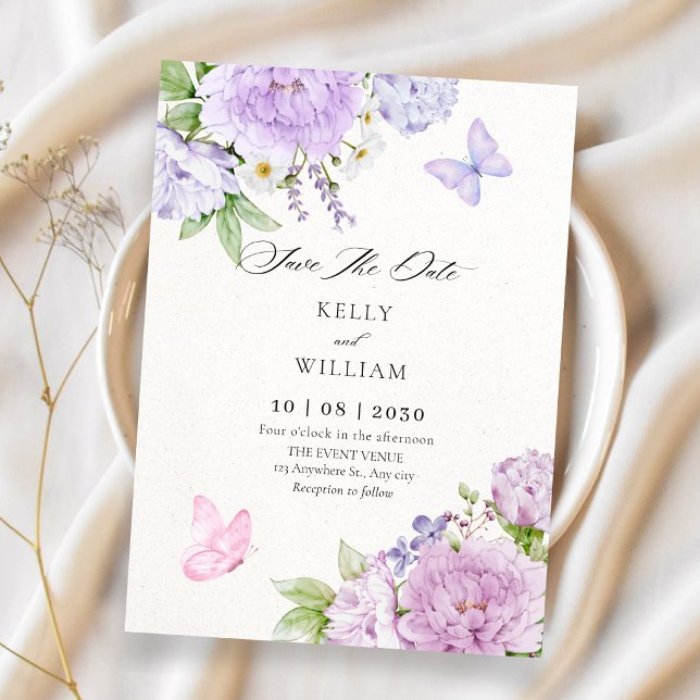 Save The Date Papillons de mariage en fleurs (Créateur téléchargé)