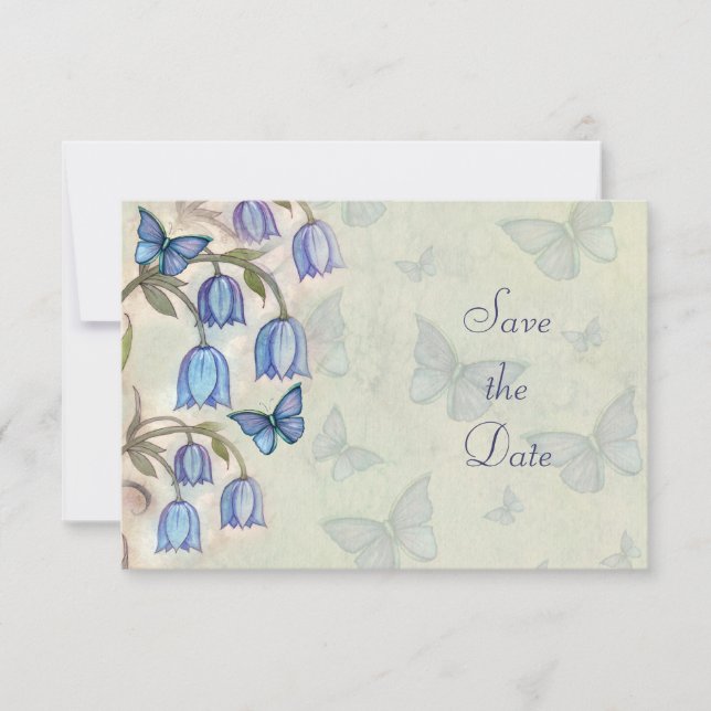 Save The Date Papillons de printemps Blue Bell Floral de printem (Devant)