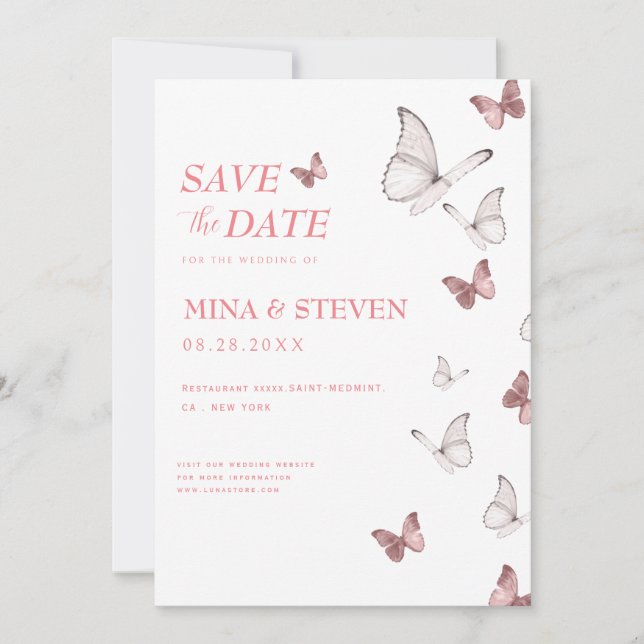 Save The Date Papillons de printemps  photo mariage  (Devant)