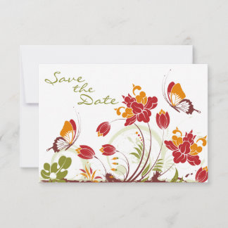 Save The Date Papillons et Fleurs Mariage Enregistrer la Date