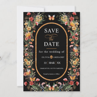 Save The Date Papillons Fleur sauvage Printemps Photo Enregistre