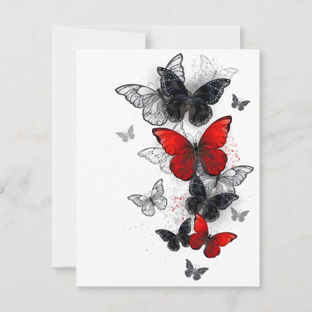 Save The Date Papillons noirs et rouges volants (Devant)
