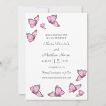 Papillons rose aquarelle. "Save the date" pour mar