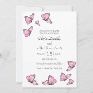 Save The Date Papillons rose aquarelle. "Save the date" pour mar