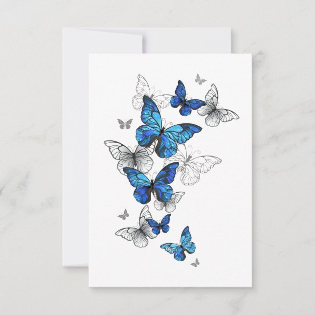 Save The Date Papillons volants bleus Morpho (Devant)