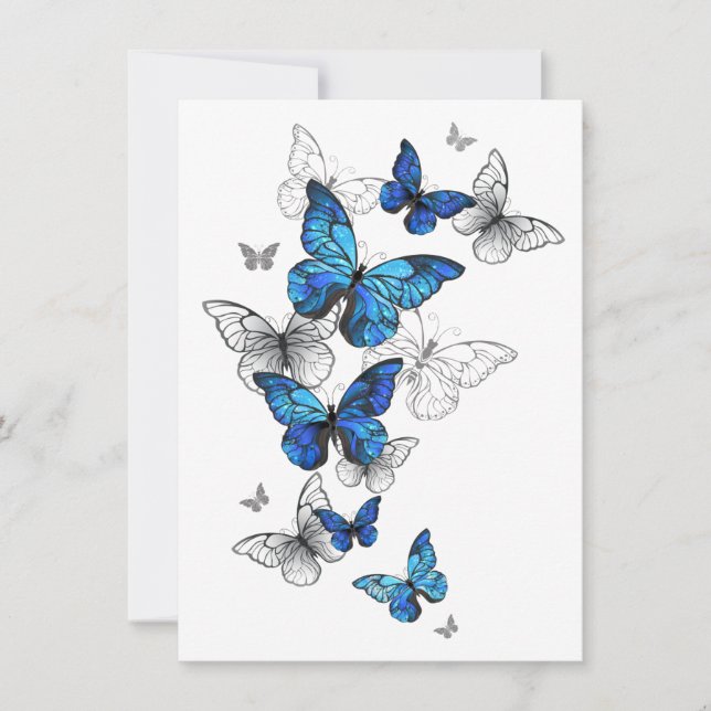 Save The Date Papillons volants bleus Morpho (Devant)