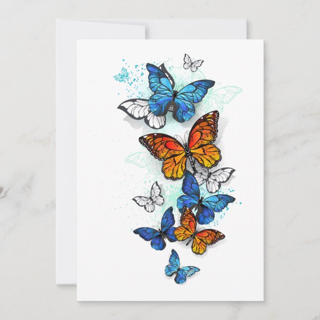 Save The Date Papillons volants Morpho et Monarch (Devant)