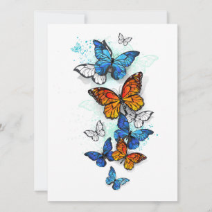 Save The Date Papillons volants Morpho et Monarch