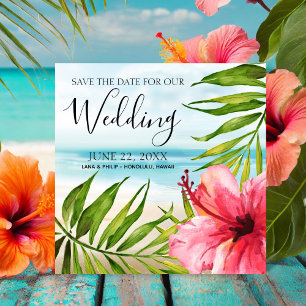 Save The Date Paradis de l'île   Palms et Hibiscus Beach Wedding