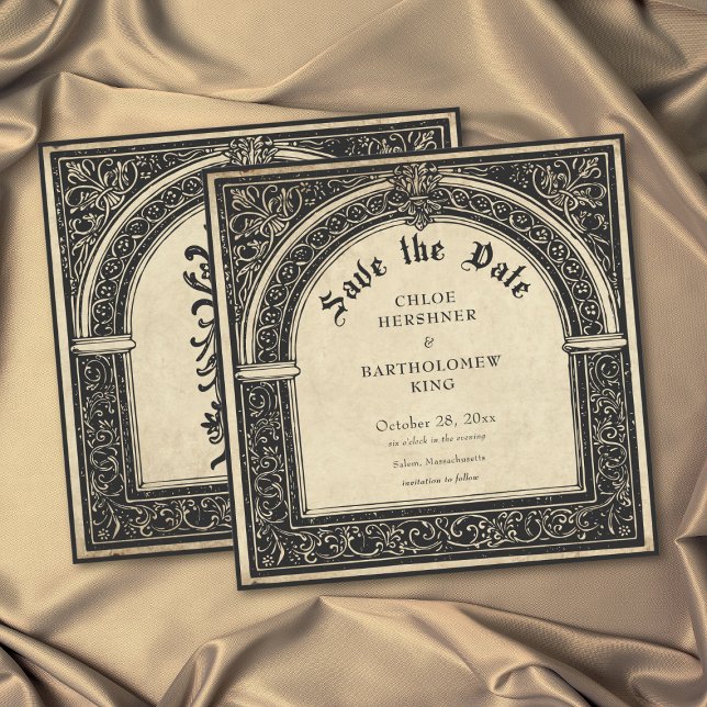 Save The Date Parchemin Gothique Médiéval Jusqu'à la Mort Mariag (Gothic Parchment Medieval Until Death Wedding Save The Date)