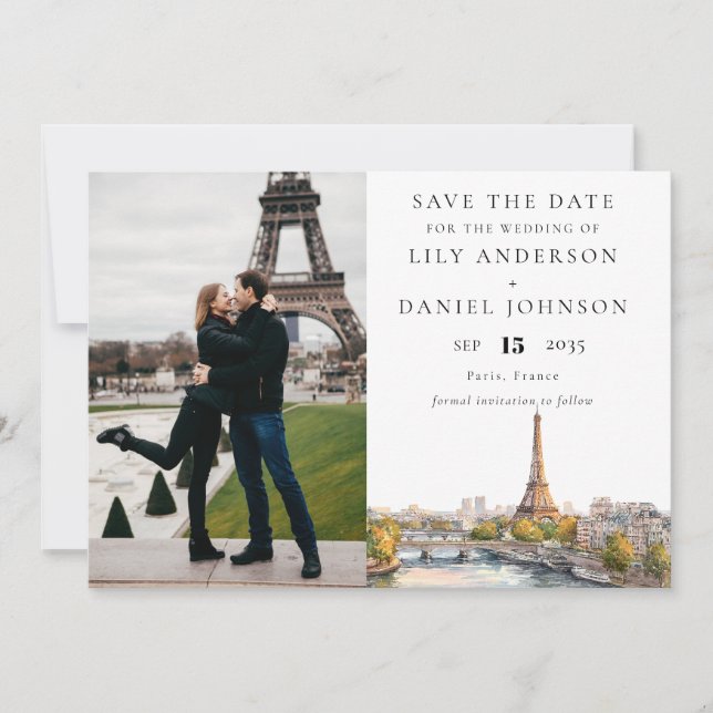 Save The Date Paris France Destination de mariage photo (Devant)