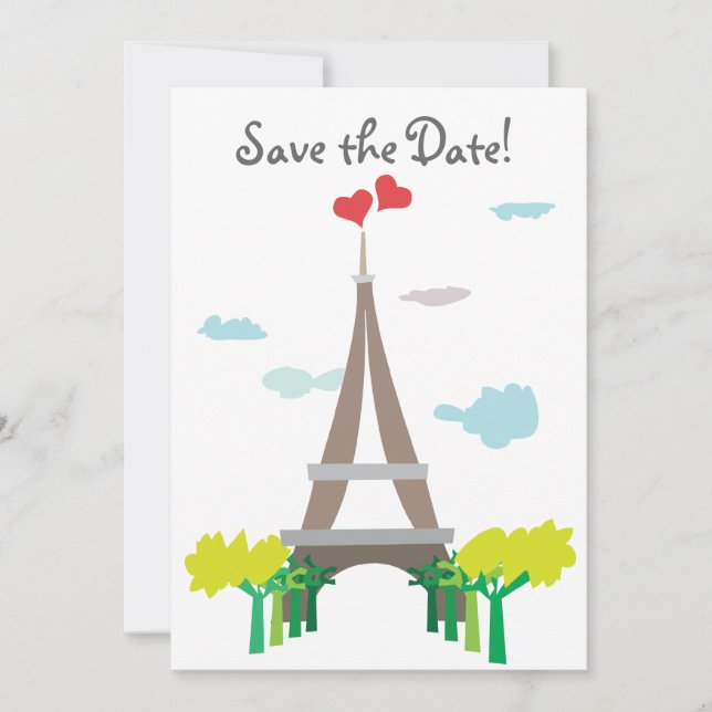 Save The Date Paris Tour Eiffel Mariage Date (Devant)