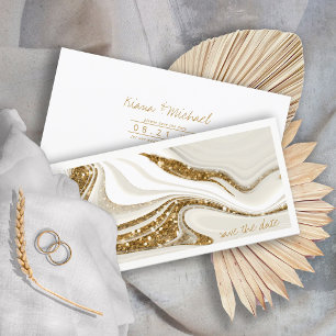 Save The Date Parties scintillant Abstraite Strata Mariage Ivory